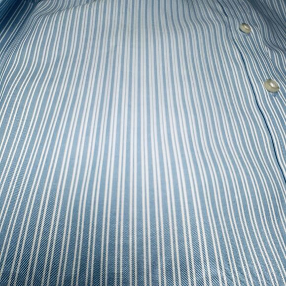 New Lands' End No Iron Pinpoint Oxford Striped Paradise Blue Women's Size 10 - Picture 5 of 8